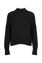 Women's black merino wool blend knit jumper front view