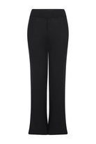Women's black merino wool blend knit pant front view