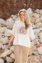 womens natural cotton crochet skirt with artist tee