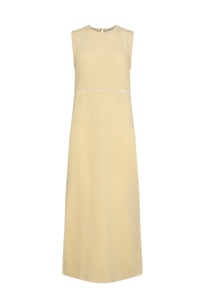 womens cotton yellow maxi dress front view