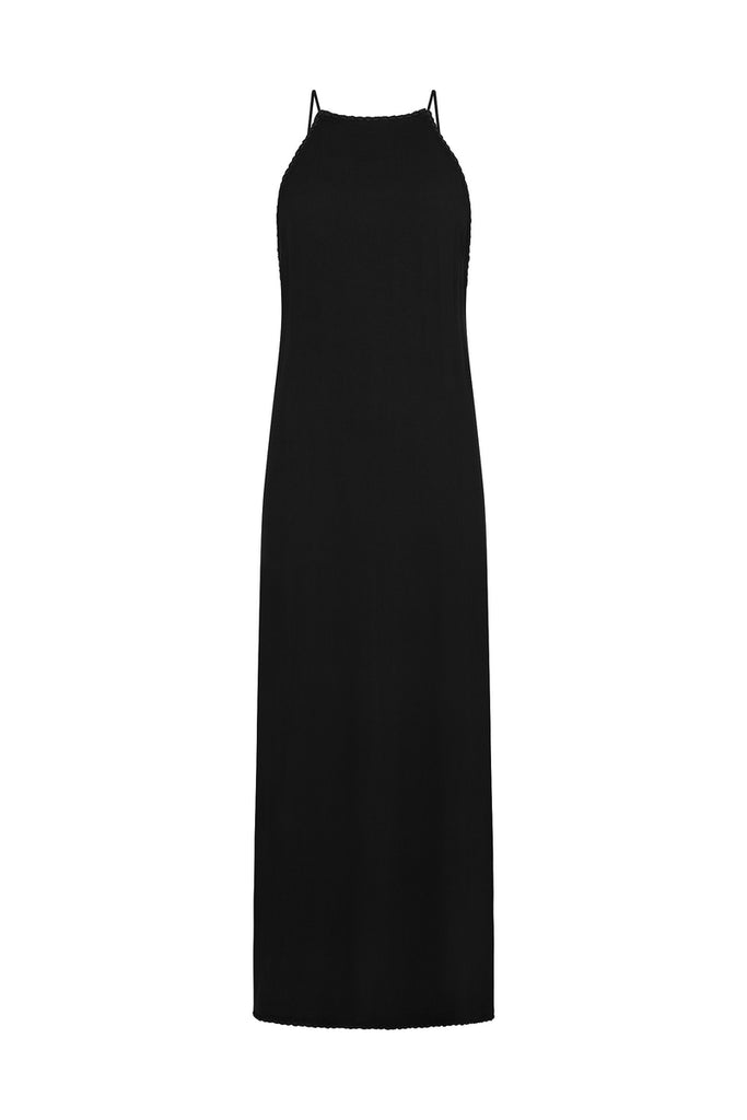 womens high neck backless maxi dress front view