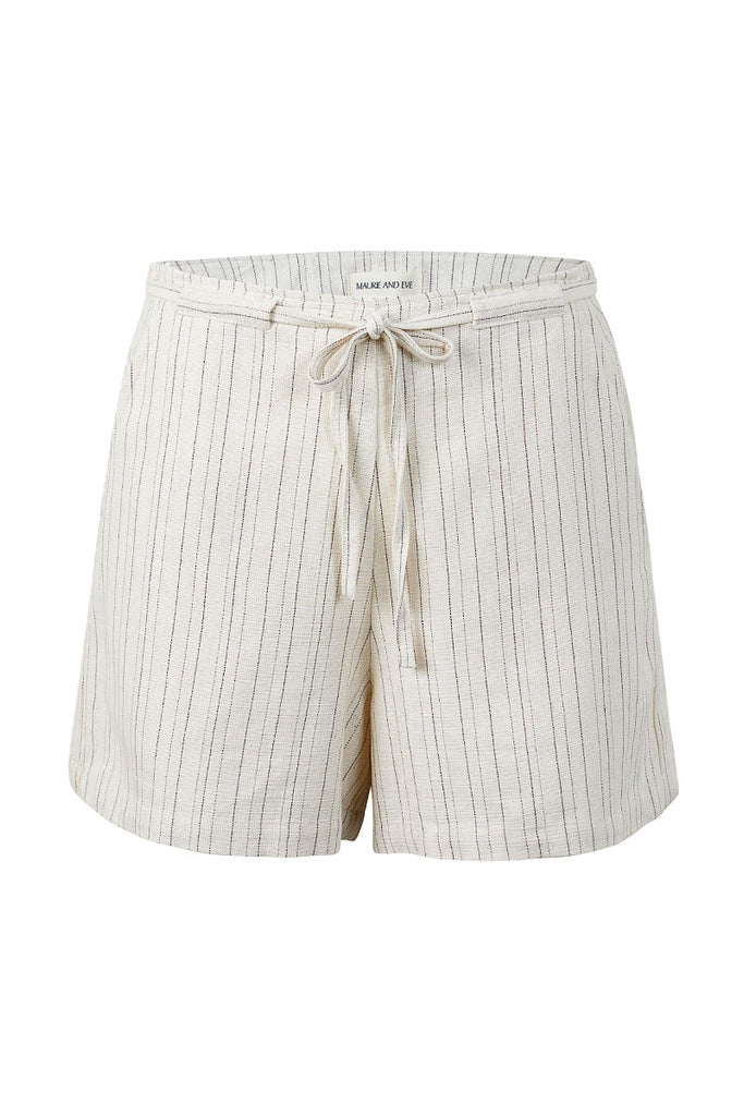 womens fixed waist short natural stripe set front view