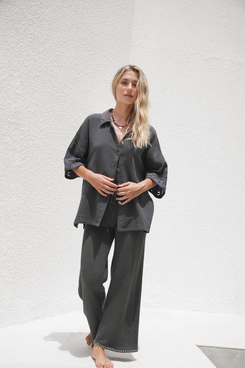 womens charcoal cotton shirt 