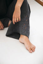 charcoal pant with hand embroidery
