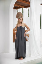 women's black viscoe maxi dress 