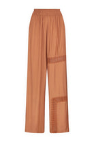 Womens Bran coloured viscose lace pant, front view