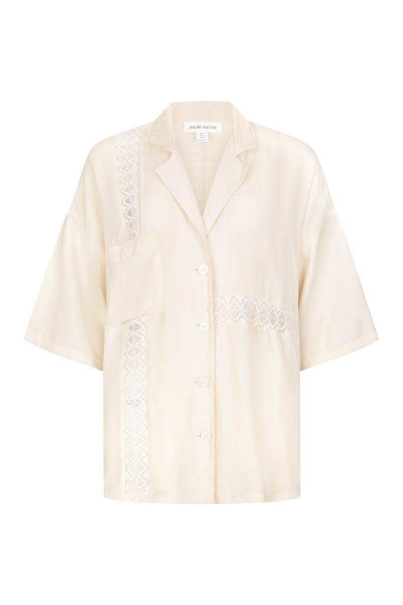 Womens cream coloured viscose lace shirt, ghost imagery
