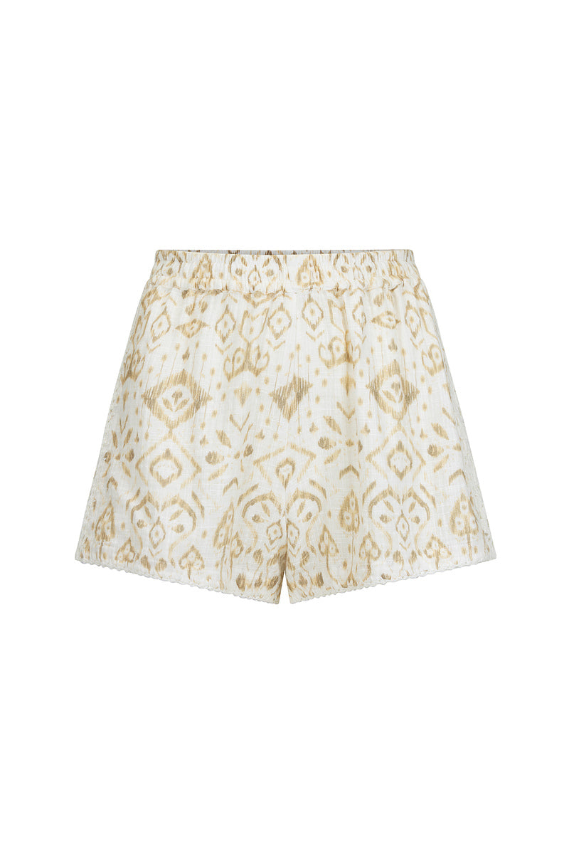 womens cotton white short with crochet front view