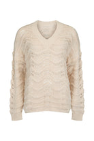 Womens beige Merino wool blend knit jumper front view