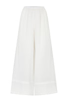 womens white cotton textured pant front view