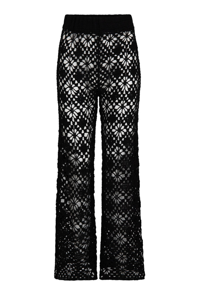 black crochet pant front view