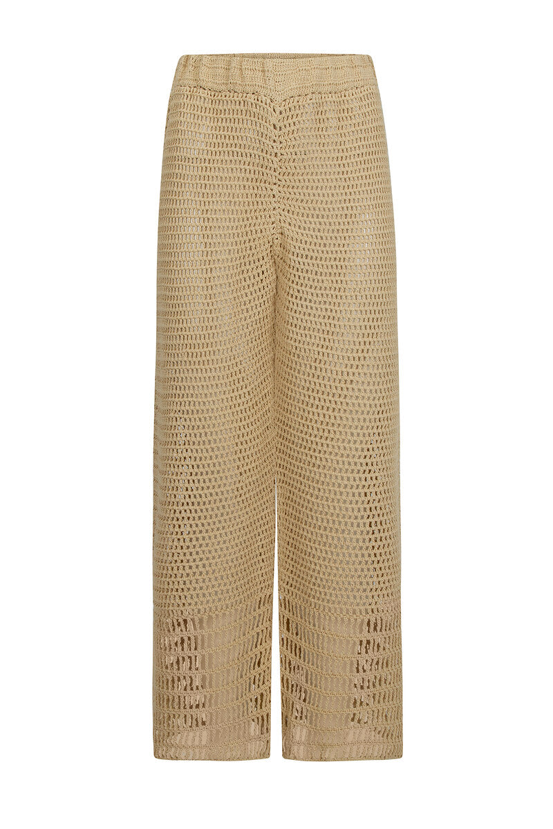 womens natural cotton crochet pant front view