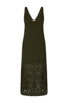 Green crochet dress with lace detailing 