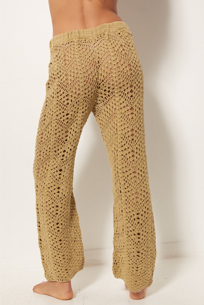 womens relaxed crochet pant olive back view