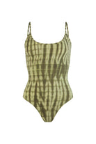 womens green cotton tie dye bodysuit front view