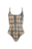 womens clay and dusk tie dye cotton bodysuit front view