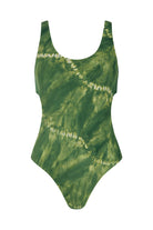 womens cotton tie dye green bodysuit front view