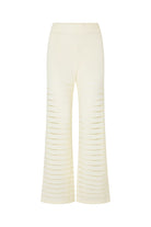 womens white cotton knit pant front view