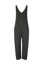 women's black cotton jumpsuit front view