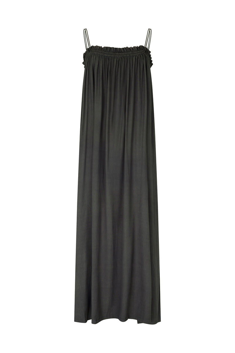 women's black viscoe maxi dress front view