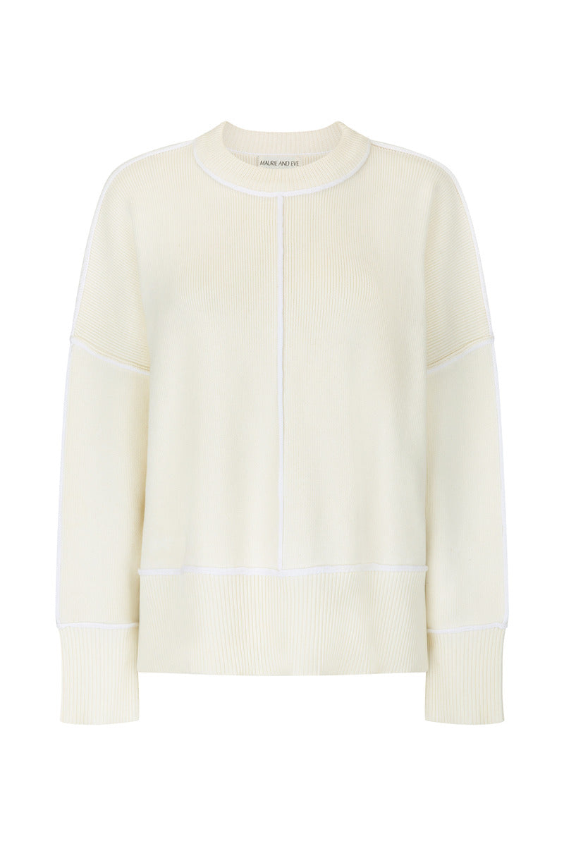 women's cream organic knit top front view