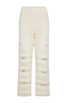 women's cream cotton knit pant front view