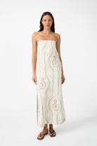 women's rami cream print maxi dress front view