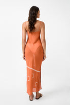 womens tie dye terracotta viscose maxi dress back view