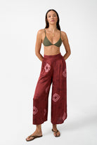 womens ruby viscose tie dye wide leg pant front view