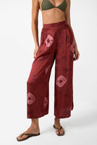 womens ruby tie dye viscose wide leg pant close up view