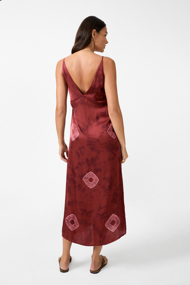 Womens ruby tie dye viscose Maxi dress back view