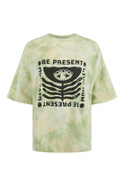 Mint Cotton tie dye tee with artist print front view
