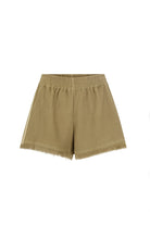 womens cotton waffle short with side stripe front view