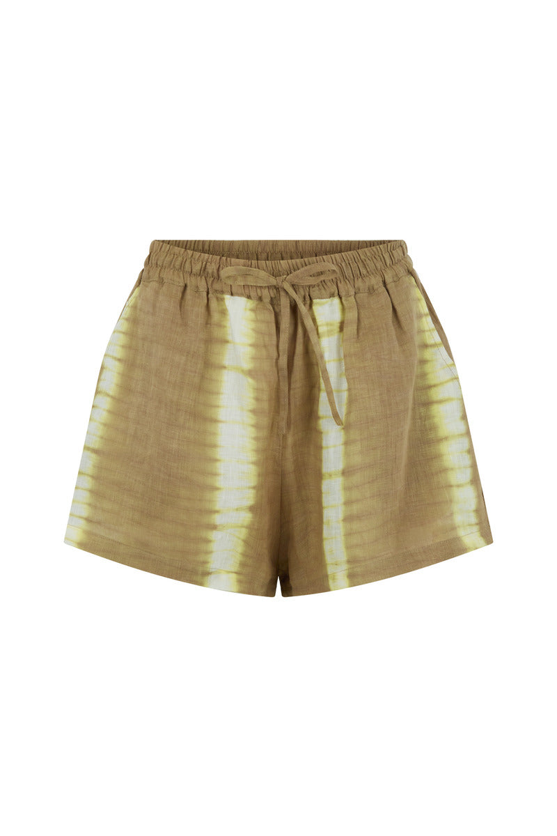 womens cotton taupe tie dye short front view