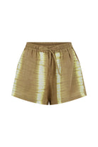 womens cotton taupe tie dye short front view