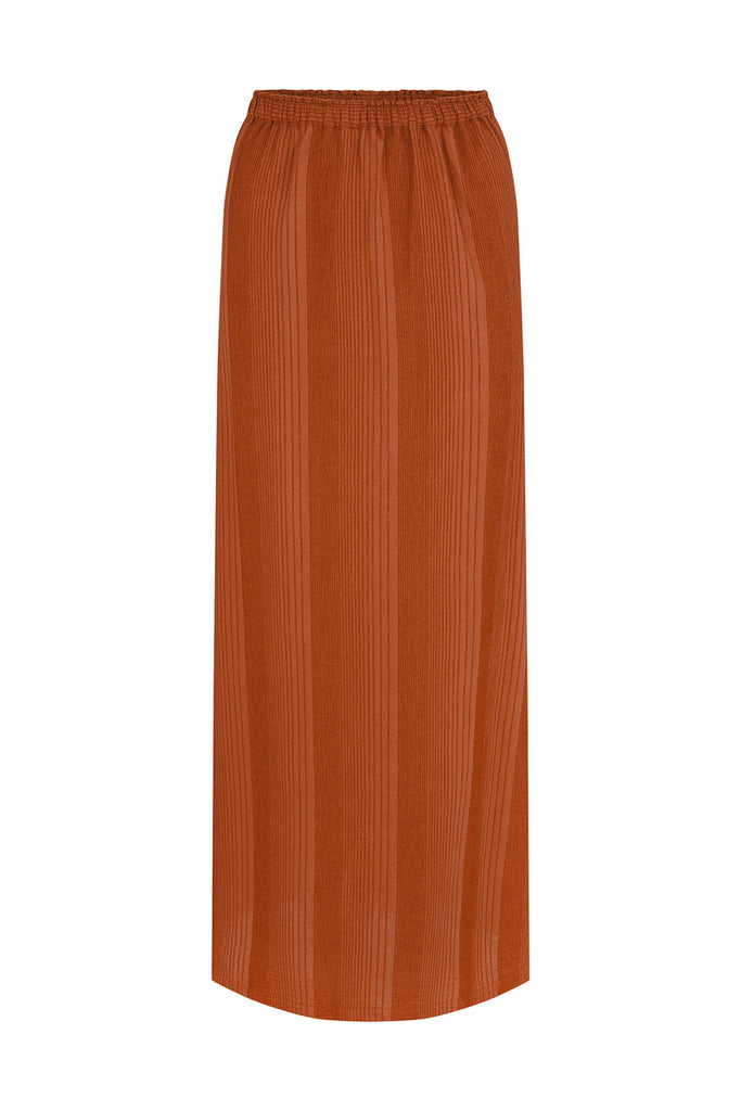 womens tan textured cotton skirt font view
