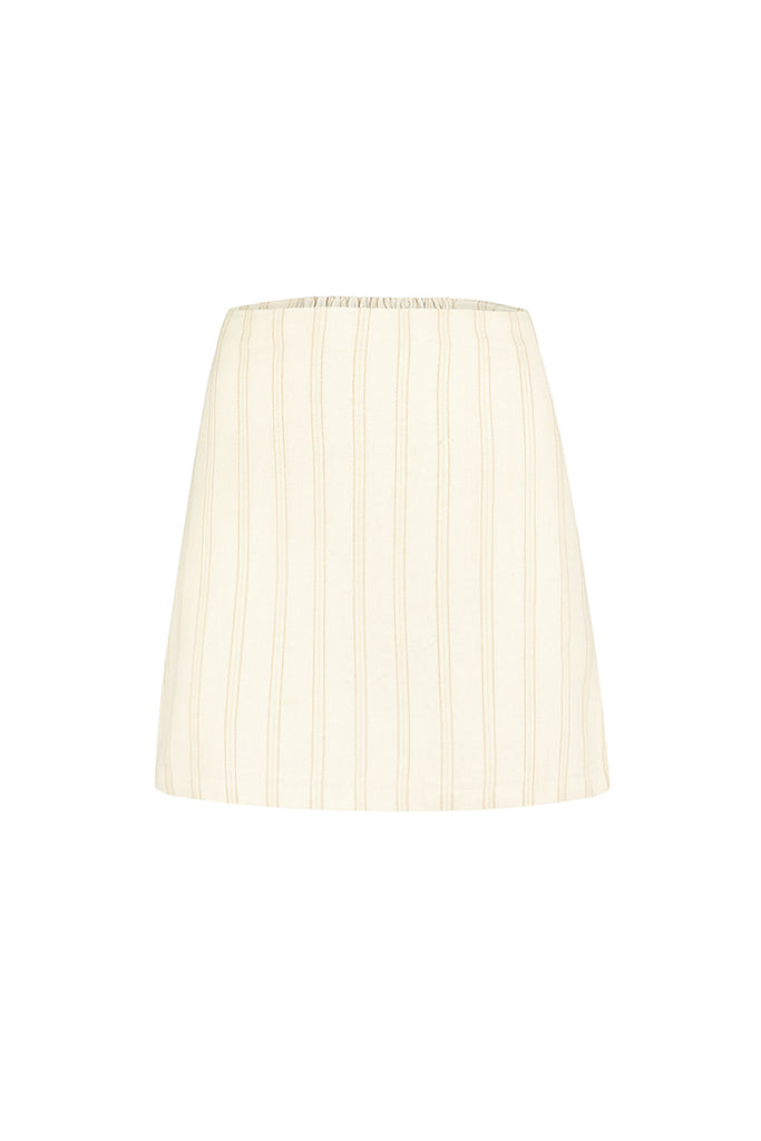 womens strapless top cream stripe front view 