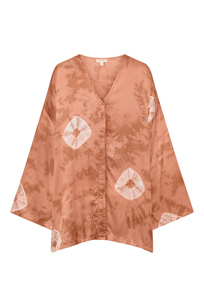 women's ruby tie dye shirt Saturn front view 
