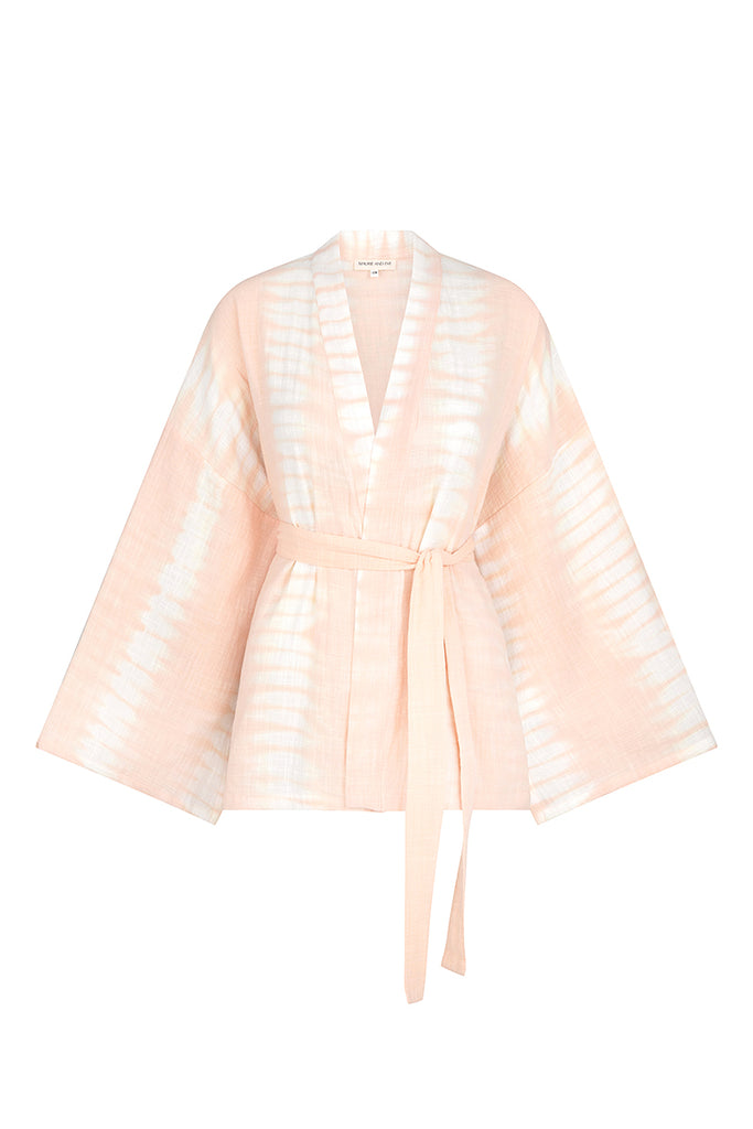 womens tonal tie dye kimono with belt front view