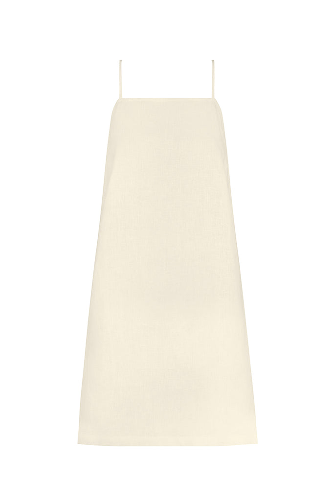 women's lemon mini linen dress front view 