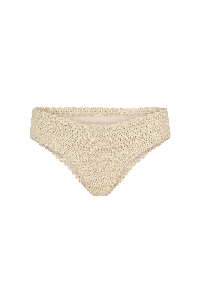 crochet bikini bottom beige front view