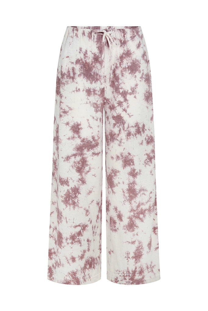 hemp tie dye pant front view cameo pink hue wash