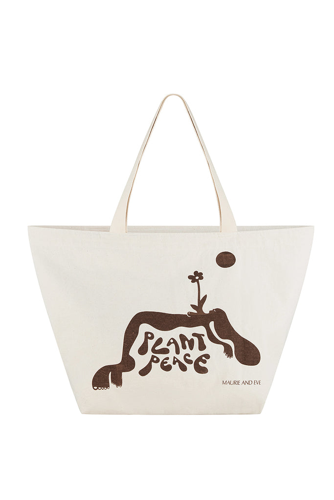 printed plant peace canvas tote bag 