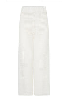 womens white cotton crochet pant front view