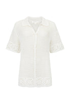 womens white cotton crochet shirt front view