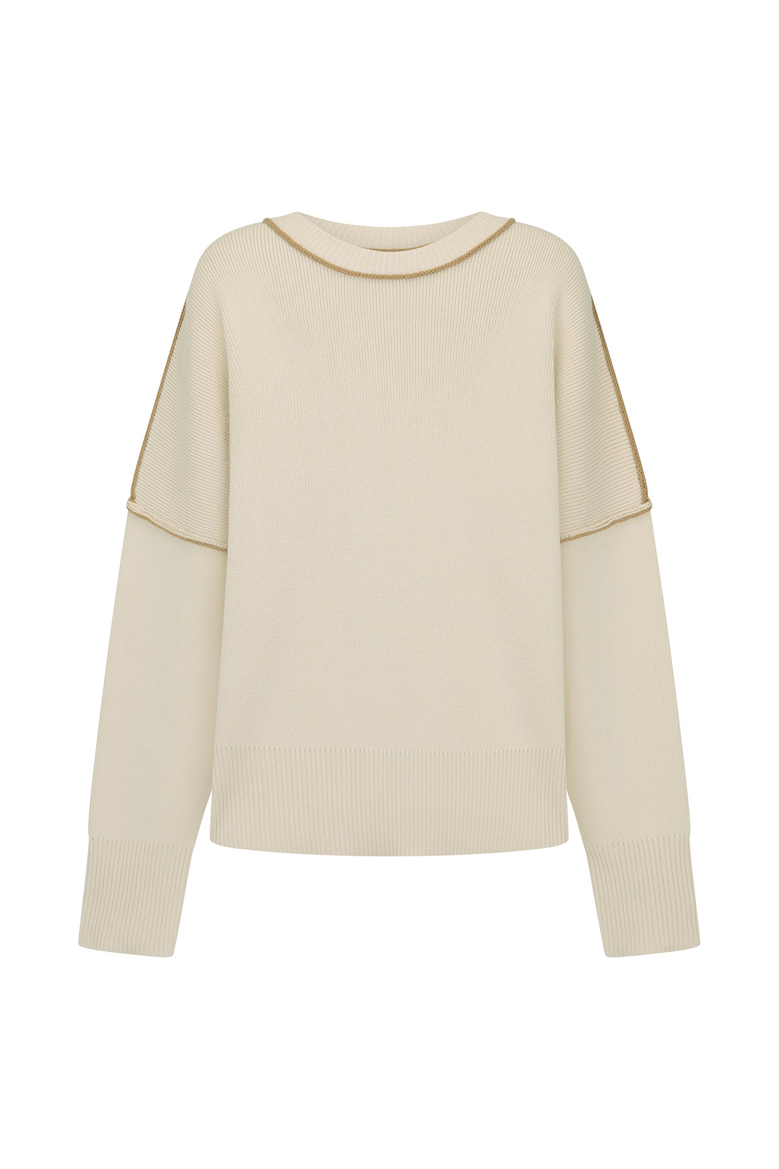 Womens organic cotton beige jumper front view