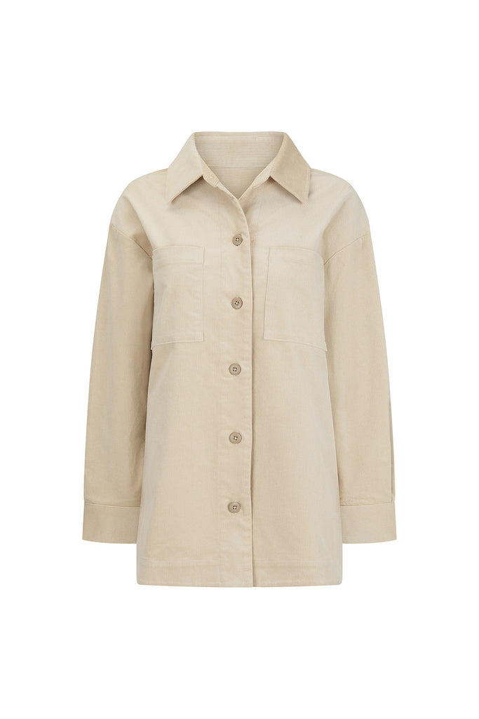 womens cream corduroy jacket front view