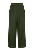 Women's olive cotton pant front view