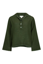 womens olive cotton top front view
