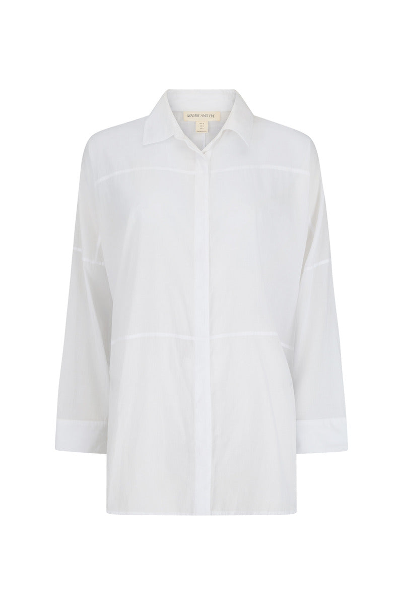 womens white cotton voile shirt front view